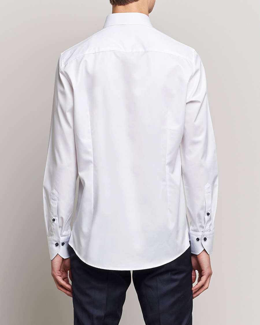 Heren | Overhemden | Stenströms | Slimline Micro Check Contrast Shirt White