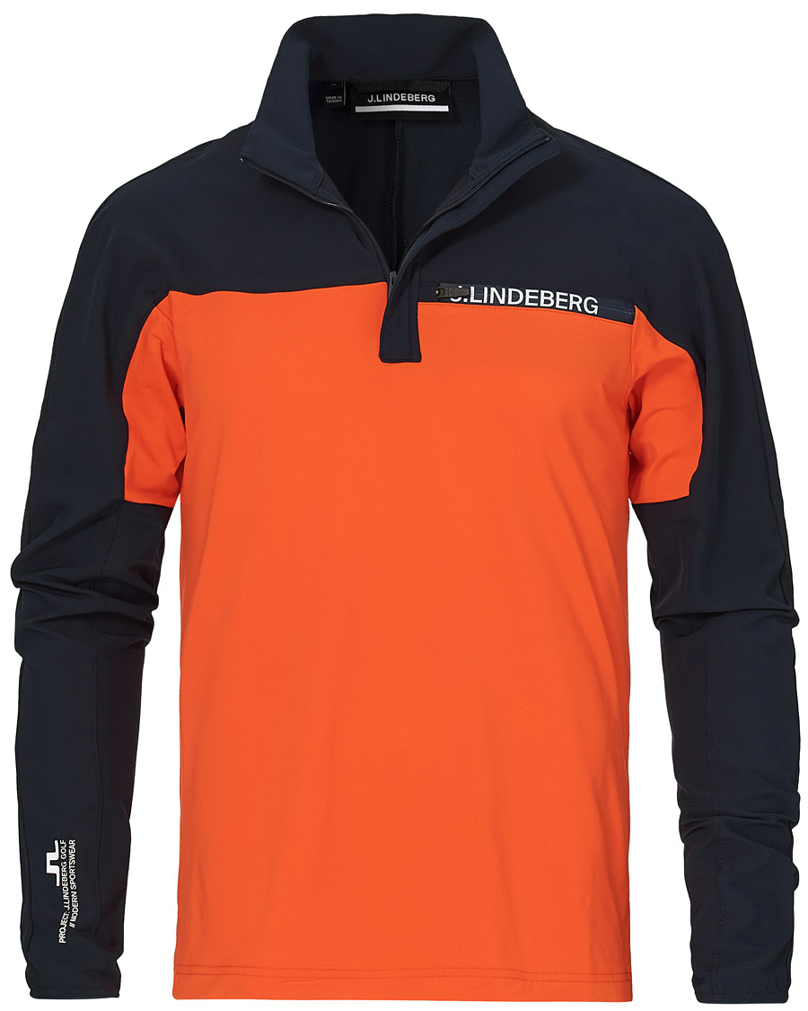 Heren | Truien | J.Lindeberg | Noah Mid Layer Jersey Half Zip Tangerine Tango