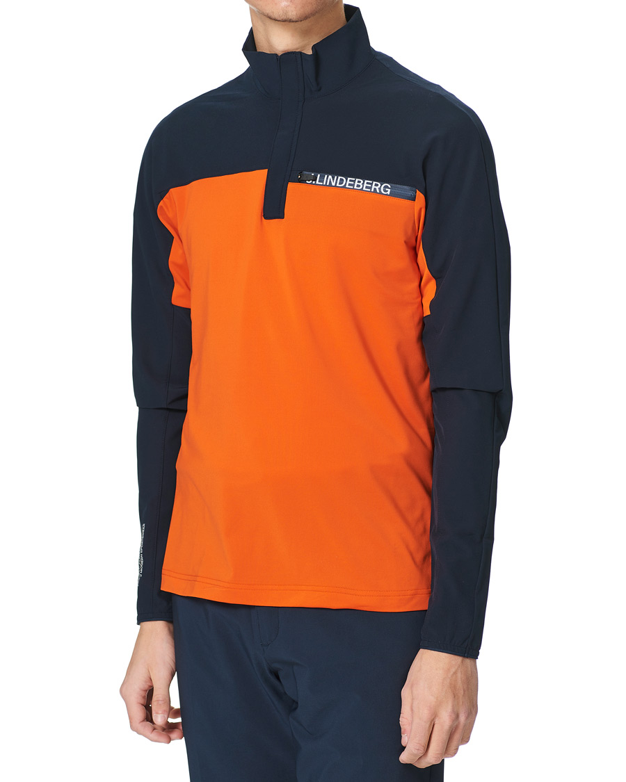 Heren | Truien | J.Lindeberg | Noah Mid Layer Jersey Half Zip Tangerine Tango