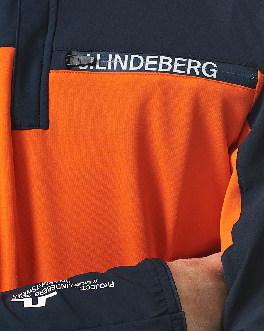 Heren | Truien | J.Lindeberg | Noah Mid Layer Jersey Half Zip Tangerine Tango