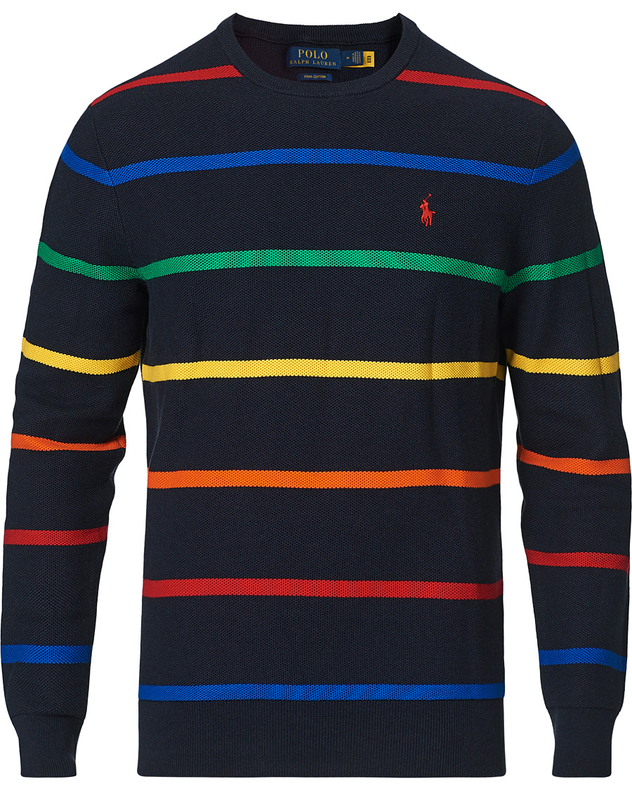 Heren | Truien | Polo Ralph Lauren | Pima Cotton Stripe Crew Neck Pullover Navy Multi