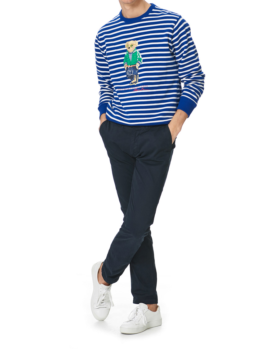 Heren | Truien | Polo Ralph Lauren | Fleece Heritage Bear Striped Sweatshirt Blue/White