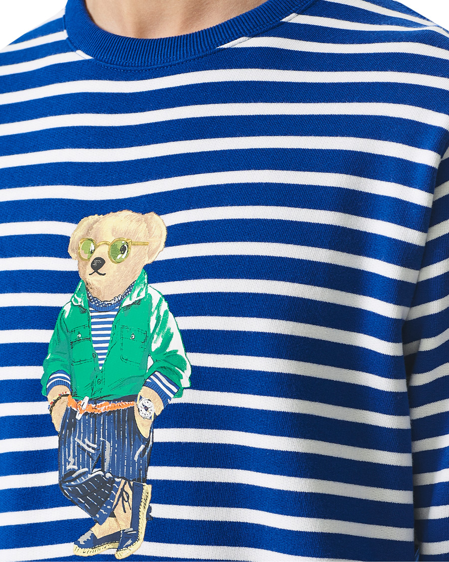 Heren | Truien | Polo Ralph Lauren | Fleece Heritage Bear Striped Sweatshirt Blue/White