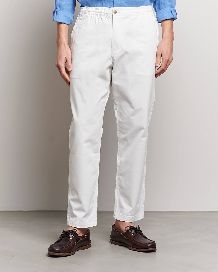 Men | Drawstring Trousers | Polo Ralph Lauren | Prepster Stretch Drawstring Trousers Deckwash White