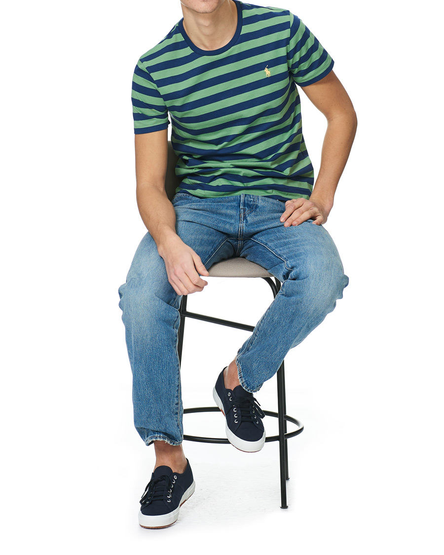 Heren | T-shirts | Polo Ralph Lauren | Crew Neck Striped Tee Outback Green/Light Navy