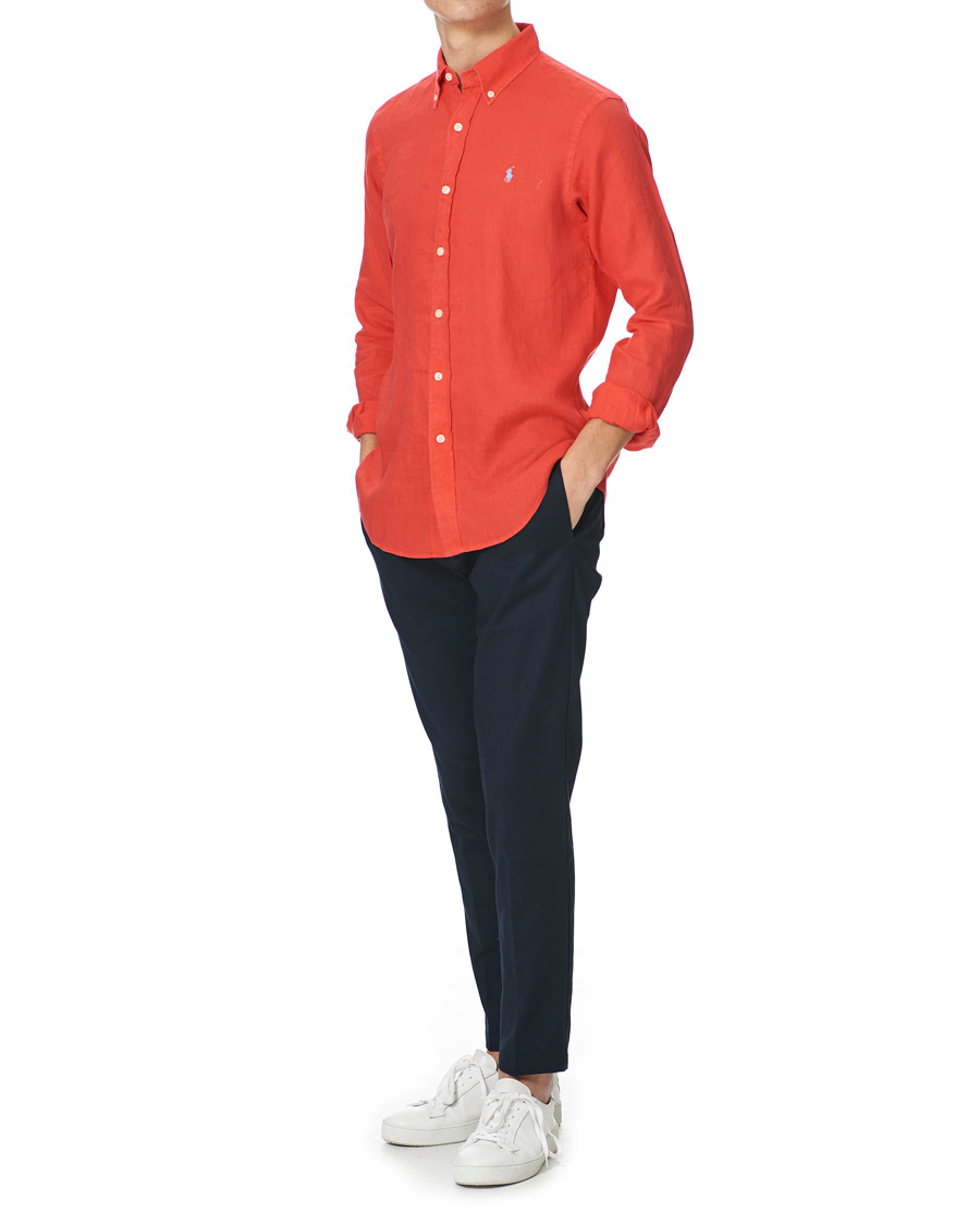 Heren | Overhemden | Polo Ralph Lauren | Custom Fit Linen Button Down Shirt Racing Red