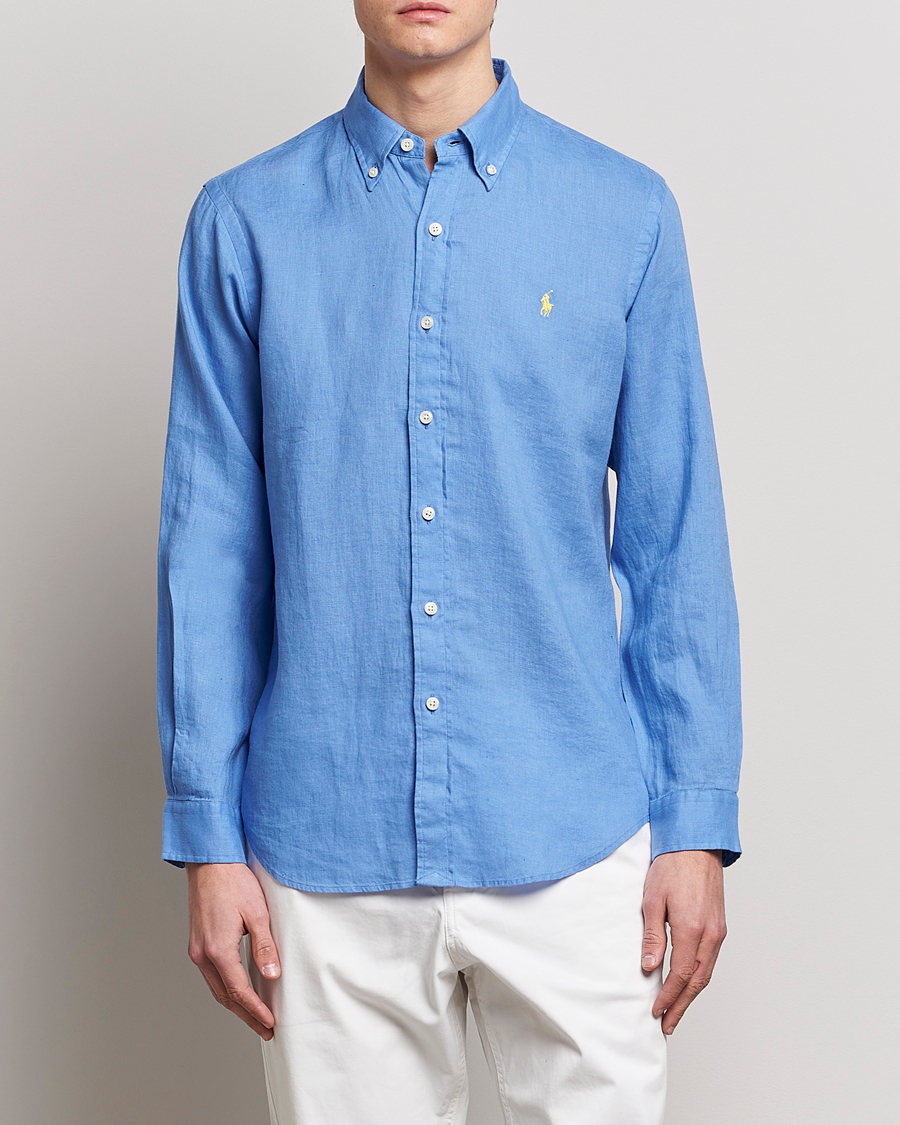 Heren | Overhemden | Polo Ralph Lauren | Custom Fit Linen Button Down Harbor Island Blue