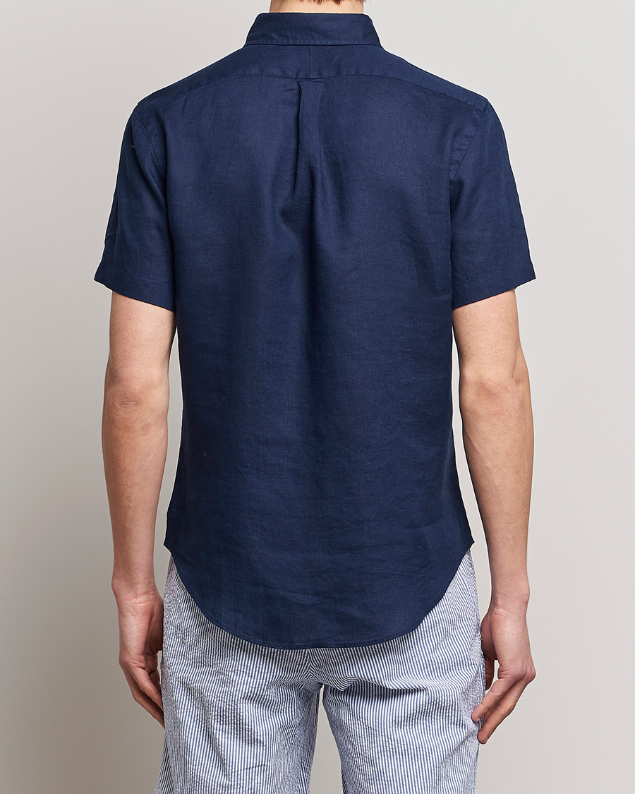 Heren | Overhemden | Polo Ralph Lauren | Slim Fit Linen Short Sleeve Shirt Newport Navy
