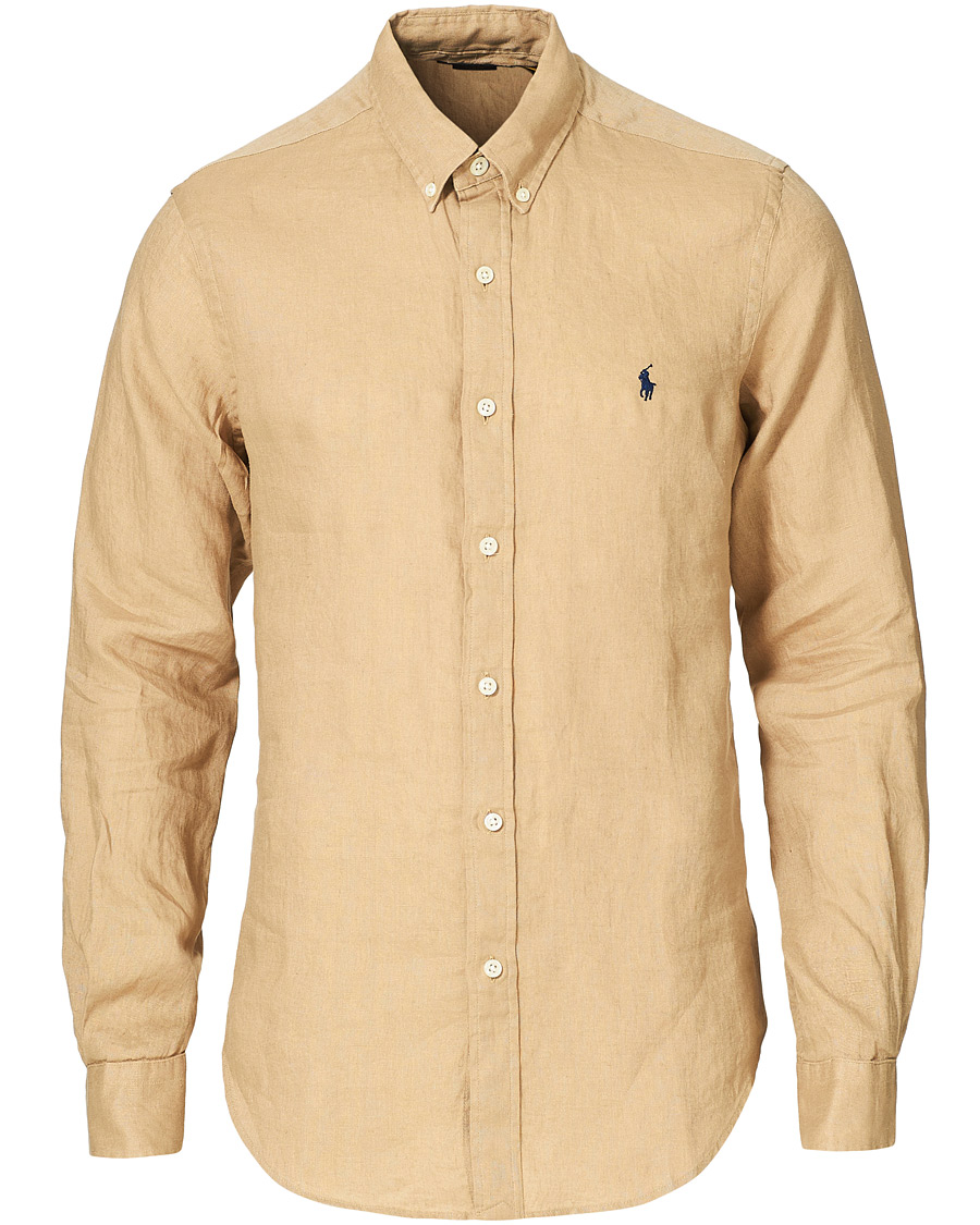 Heren | Overhemden | Polo Ralph Lauren | Slim Fit Linen Button Down Shirt Costal Beige