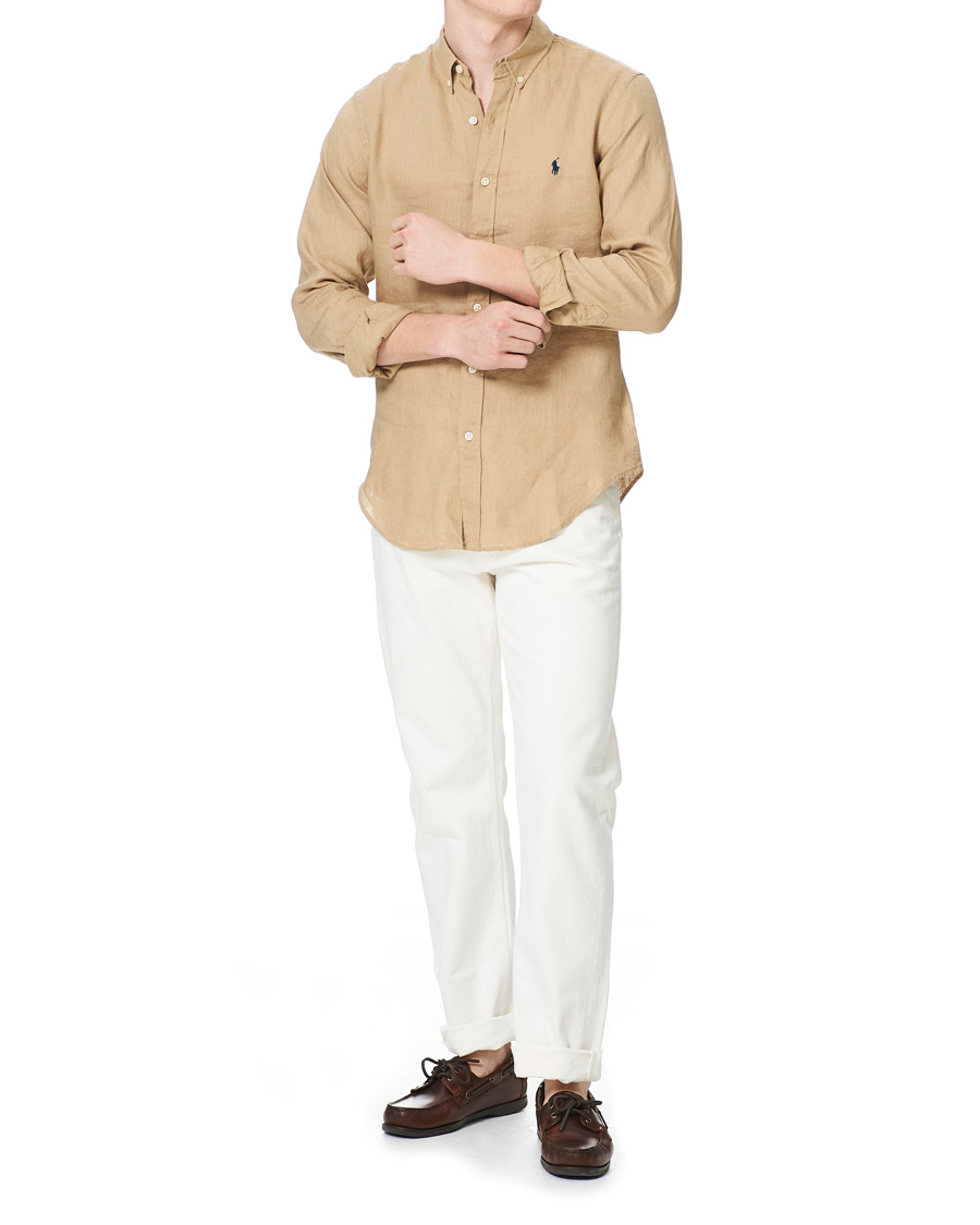 Heren | Overhemden | Polo Ralph Lauren | Slim Fit Linen Button Down Shirt Costal Beige
