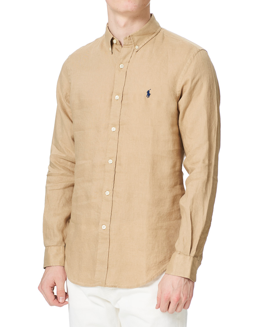 Heren | Overhemden | Polo Ralph Lauren | Slim Fit Linen Button Down Shirt Costal Beige