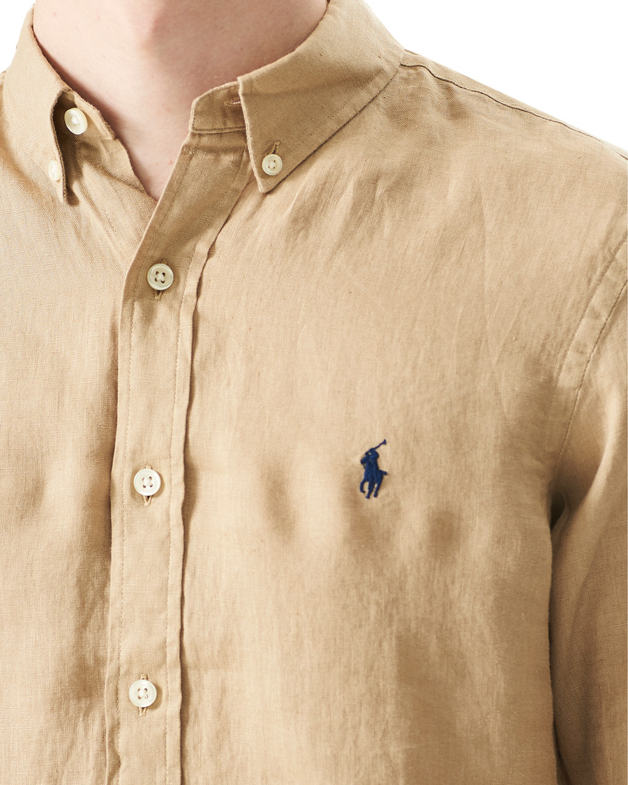 Heren | Overhemden | Polo Ralph Lauren | Slim Fit Linen Button Down Shirt Costal Beige