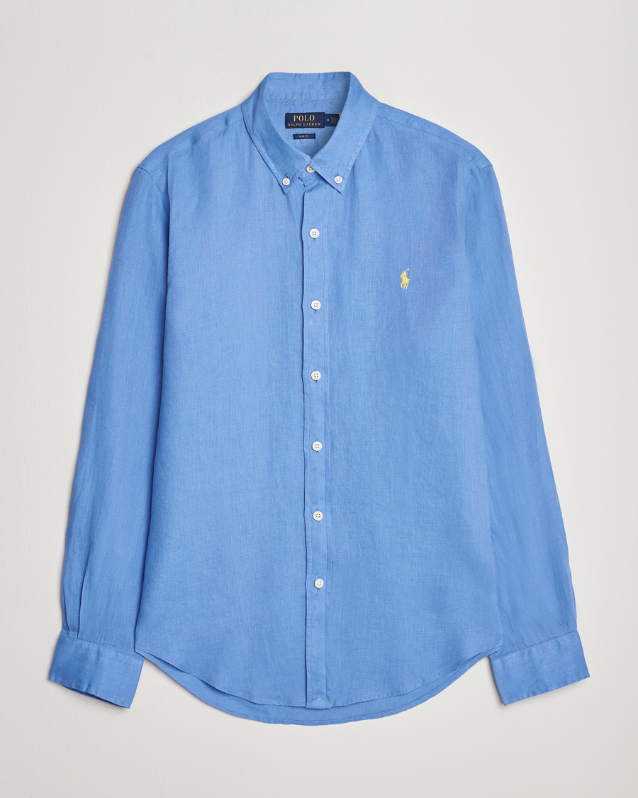 Heren | Overhemden | Polo Ralph Lauren | Slim Fit Linen Button Down Shirt Harbor Island Blue