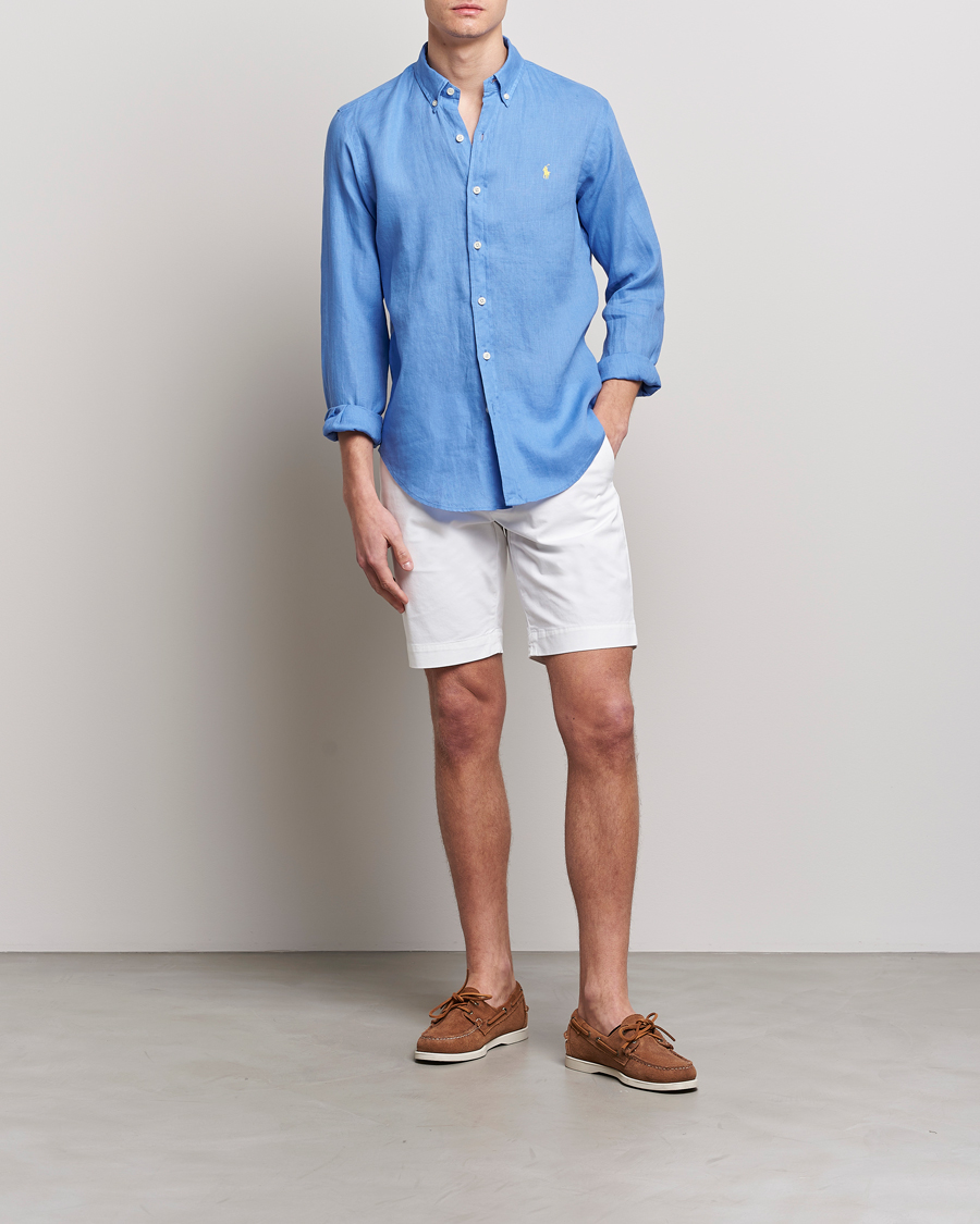 Heren | Overhemden | Polo Ralph Lauren | Slim Fit Linen Button Down Shirt Harbor Island Blue