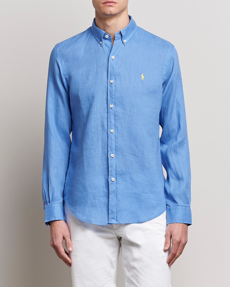 Heren | Overhemden | Polo Ralph Lauren | Slim Fit Linen Button Down Shirt Harbor Island Blue
