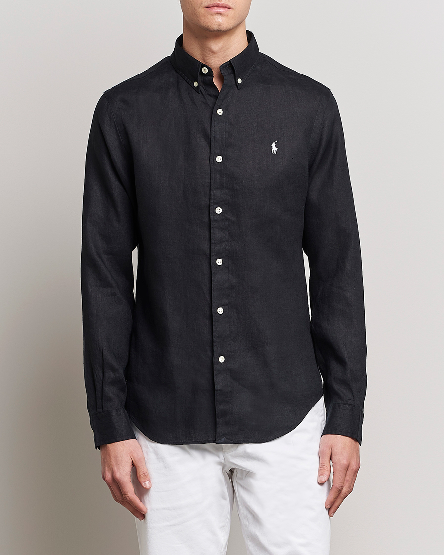 Heren | Overhemden | Polo Ralph Lauren | Slim Fit Linen Button Down Shirt Polo Black