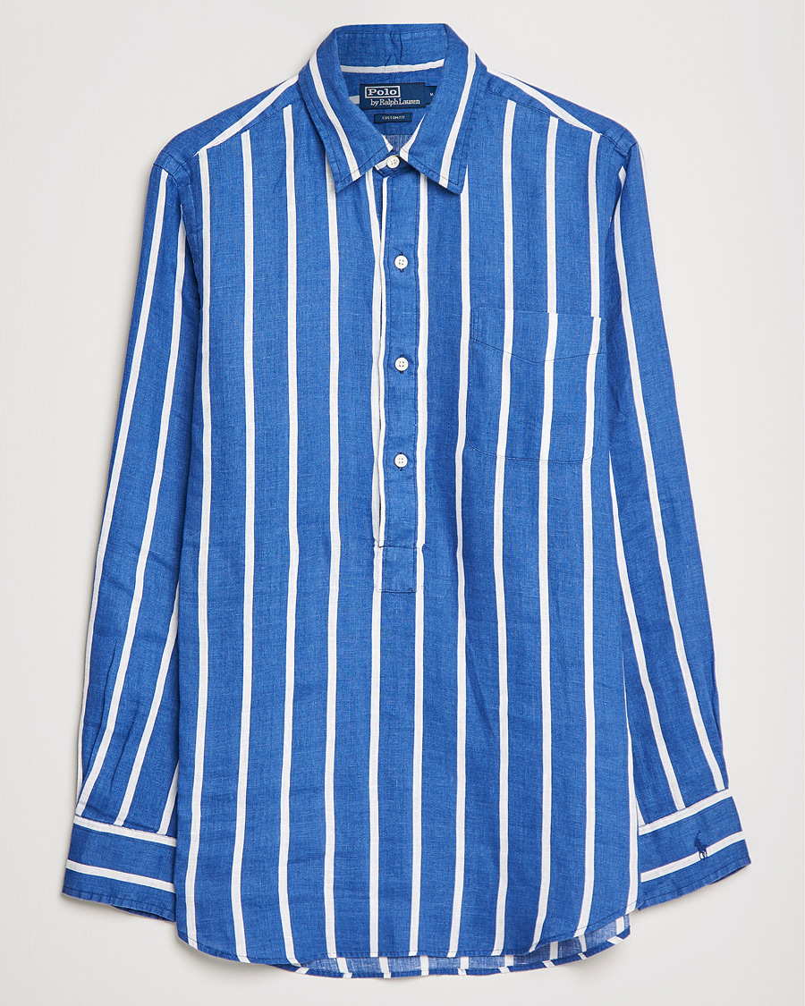 Heren | Overhemden | Polo Ralph Lauren | Linen Striped Popover Shirt Navy/White