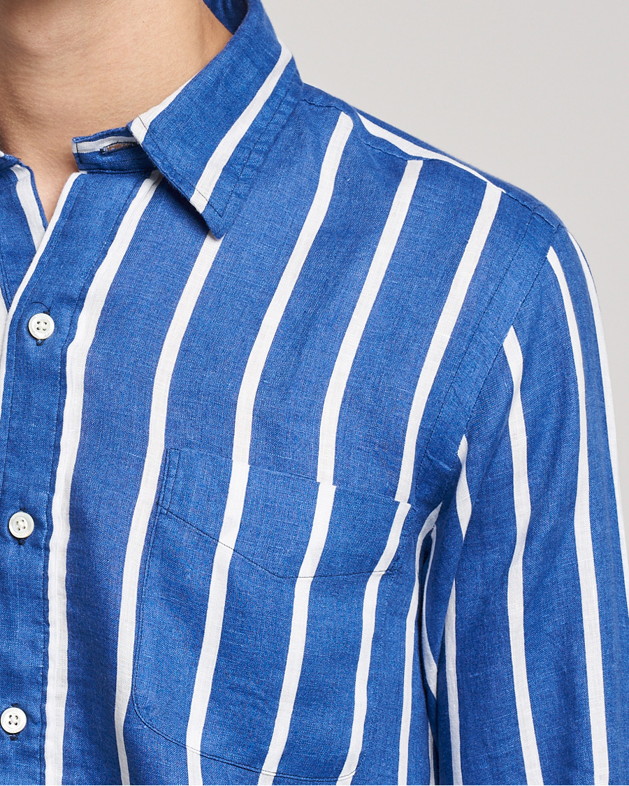 Heren | Overhemden | Polo Ralph Lauren | Linen Striped Popover Shirt Navy/White