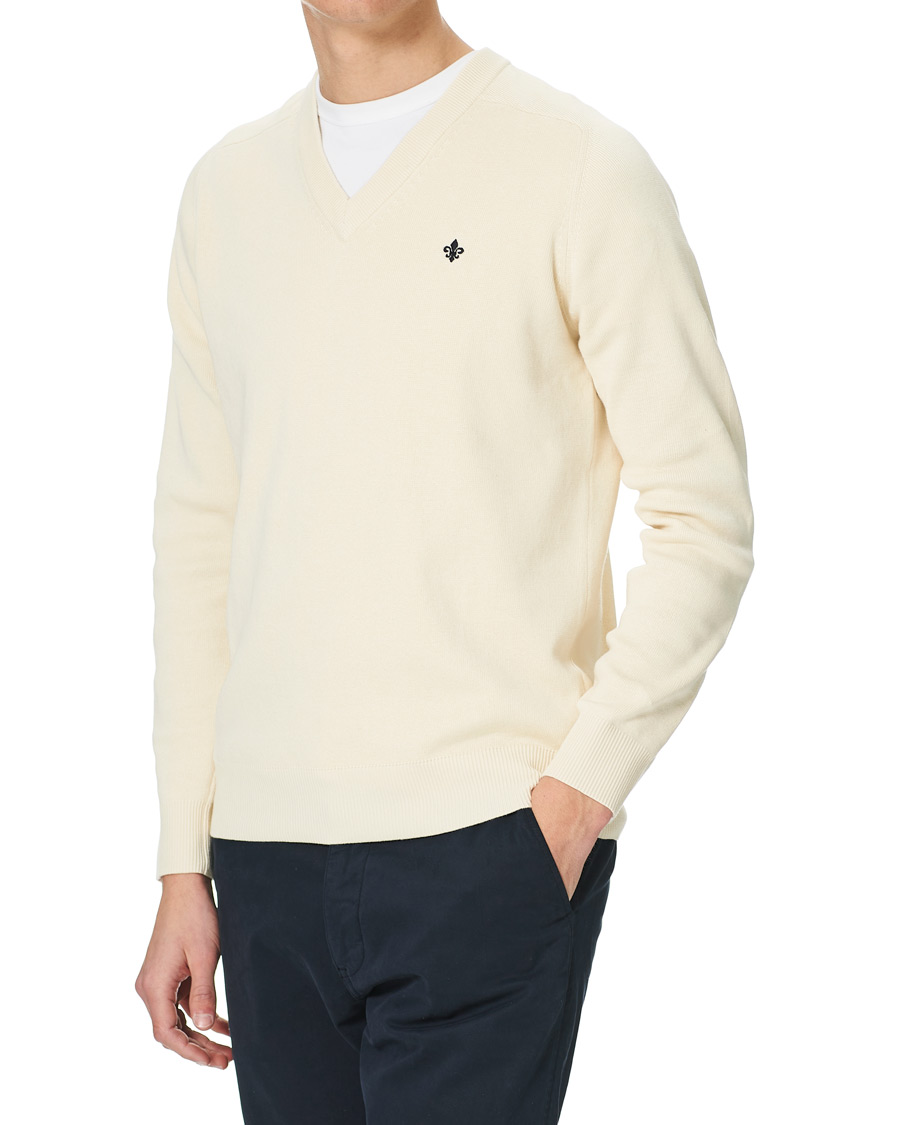 Heren | Truien | Morris | Hilyard Knitted V-Neck Sweater Off White