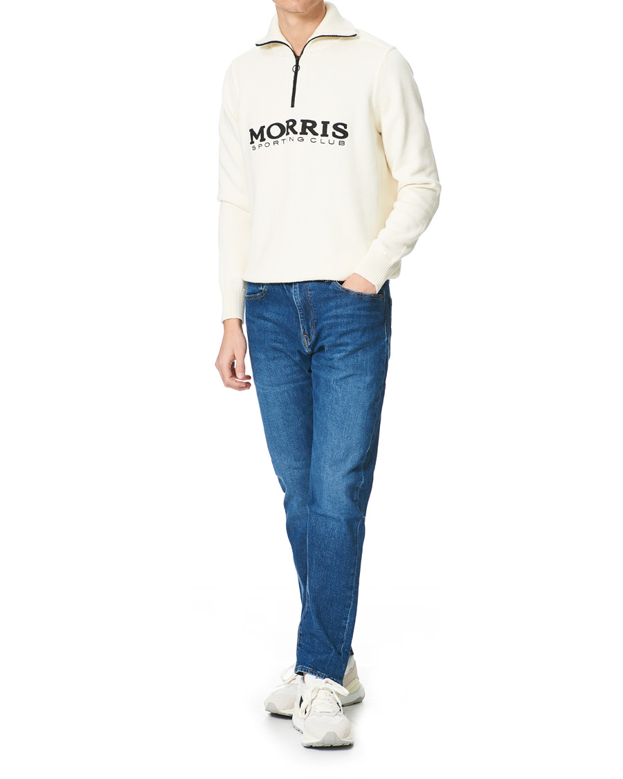 Heren | Truien | Morris | Norton Logo Knitted Half-Zip Off White