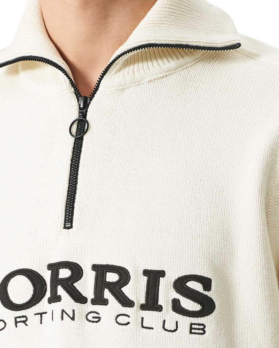 Heren | Truien | Morris | Norton Logo Knitted Half-Zip Off White