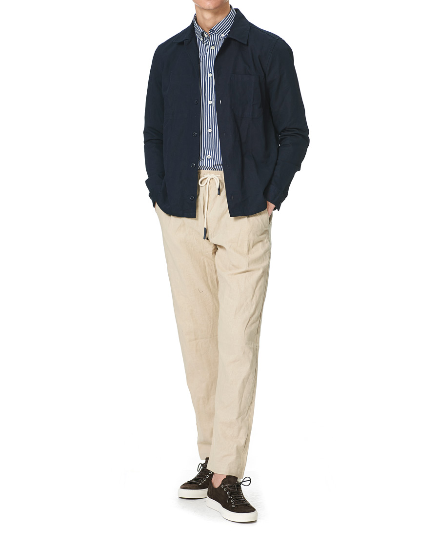 Heren | Overhemden | Morris | Poplin Striped Button Down Shirt White/Navy