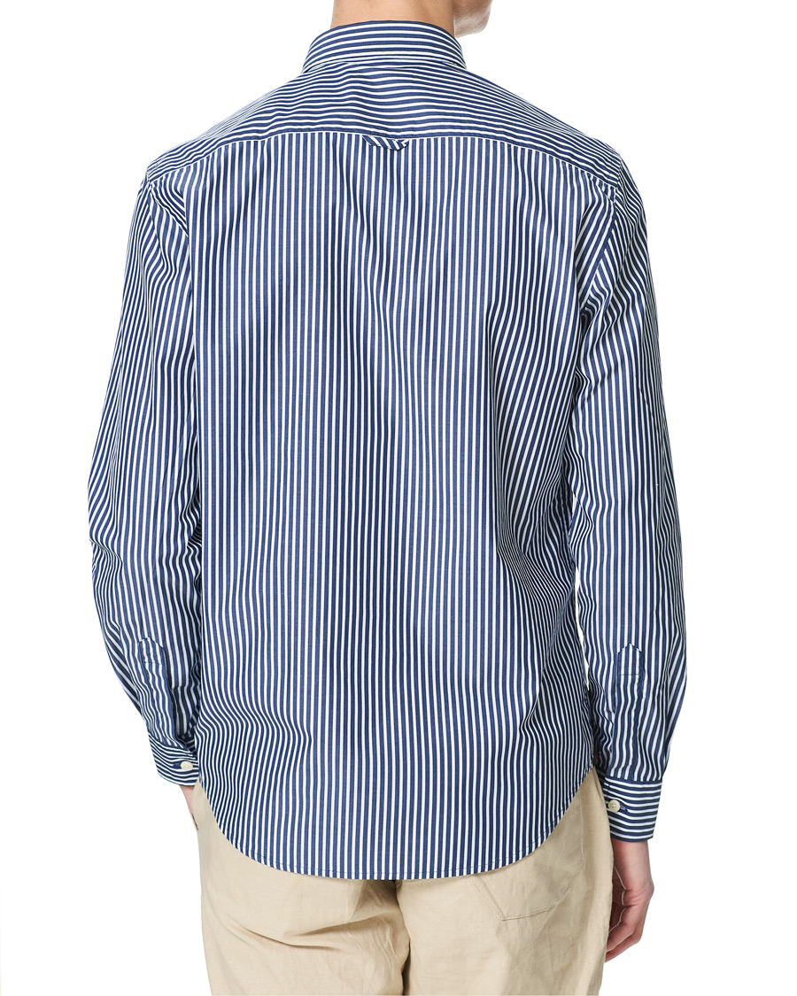Heren | Overhemden | Morris | Poplin Striped Button Down Shirt White/Navy