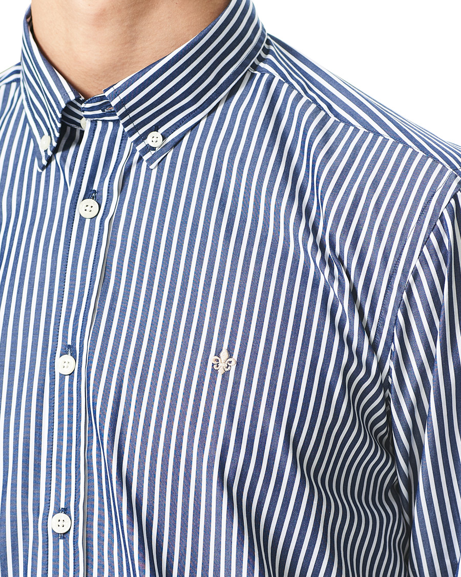 Heren | Overhemden | Morris | Poplin Striped Button Down Shirt White/Navy