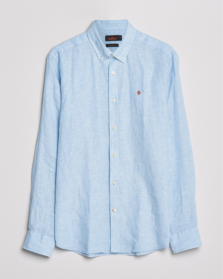 Heren | Overhemden | Morris | Douglas Linen Shirt Light blue