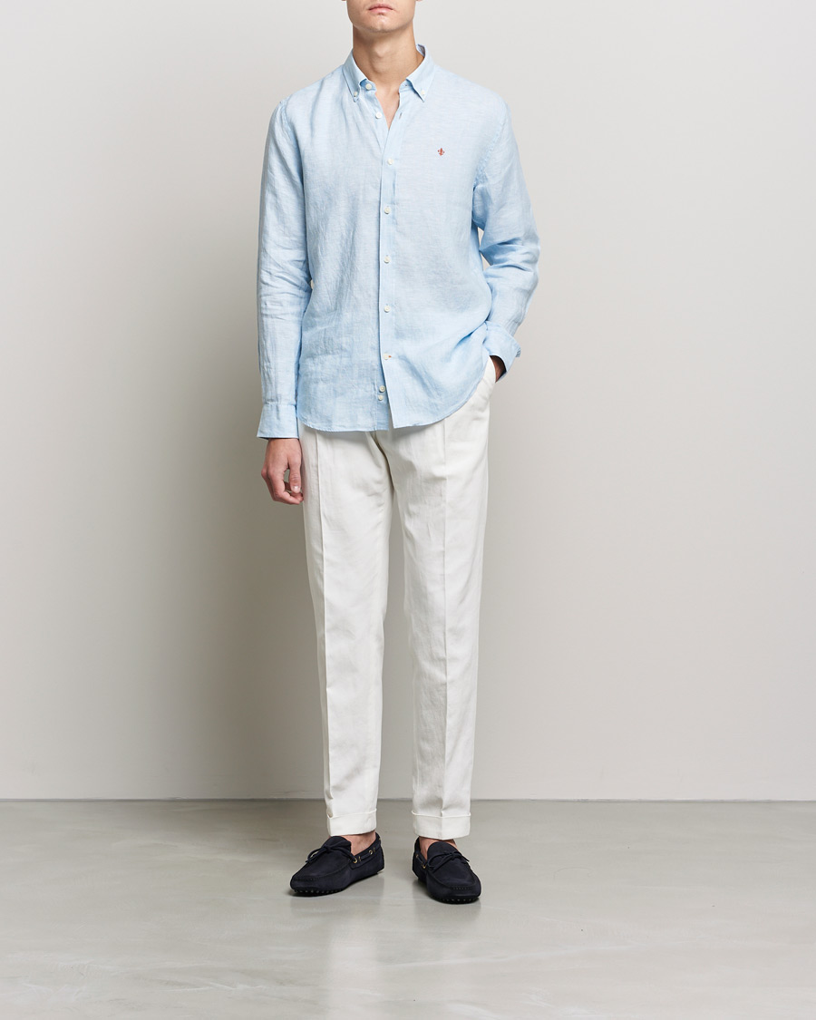 Heren | Overhemden | Morris | Douglas Linen Shirt Light blue