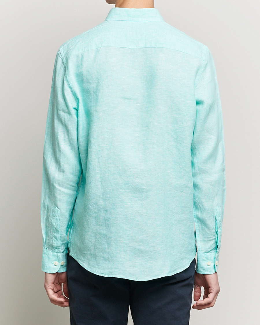 Heren | Overhemden | Morris | Douglas Linen Shirt Aqua Green