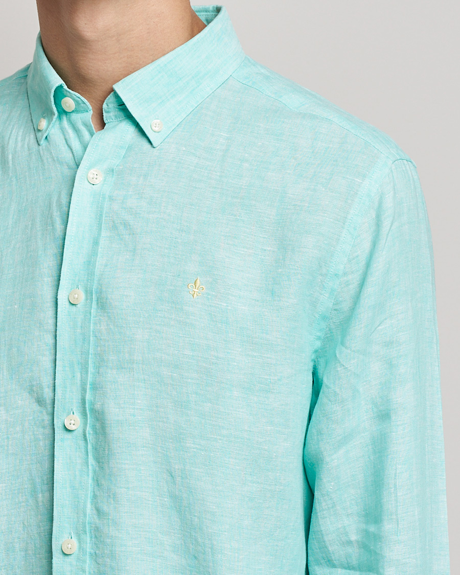 Heren | Overhemden | Morris | Douglas Linen Shirt Aqua Green