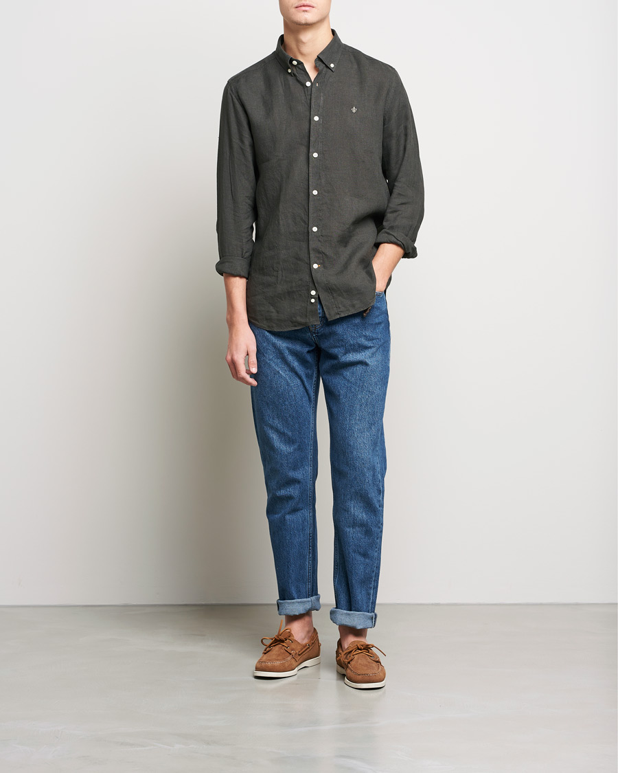 Heren | Overhemden | Morris | Douglas Linen Shirt Moss Green