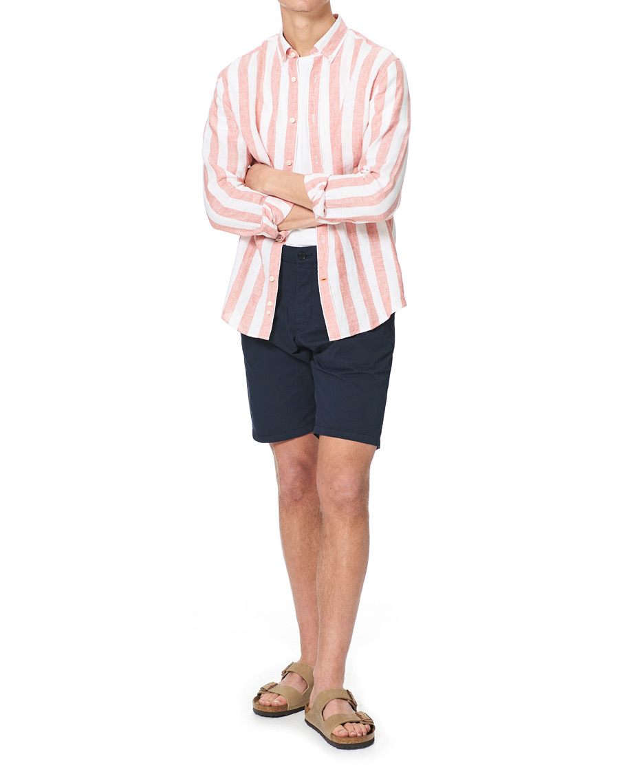 Heren | Overhemden | Morris | Douglas Striped Linen Button Down Shirt Orange