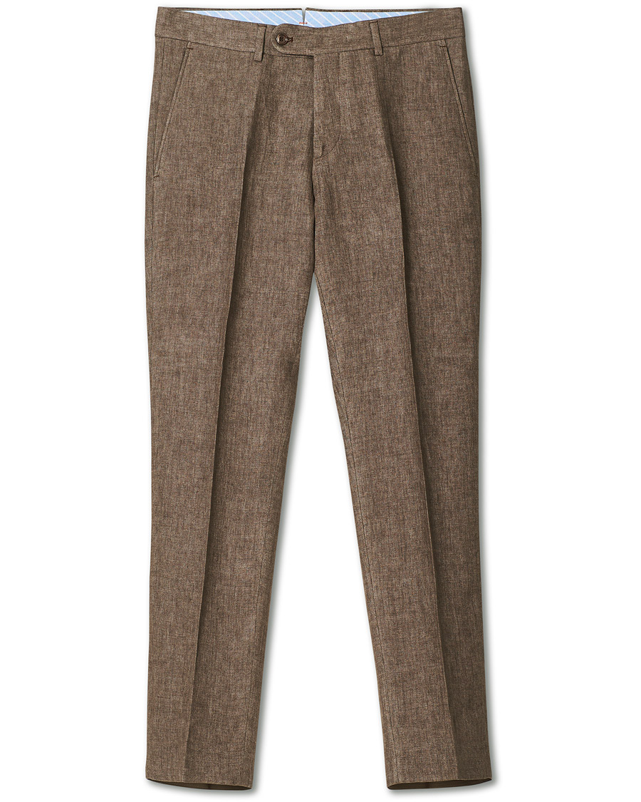 Heren | Broeken | Morris | Rodney Linen Trousers Brown