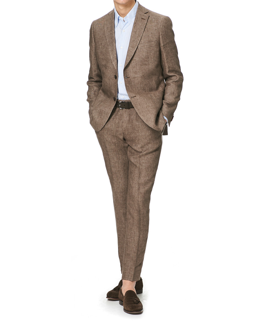 Heren | Broeken | Morris | Rodney Linen Trousers Brown