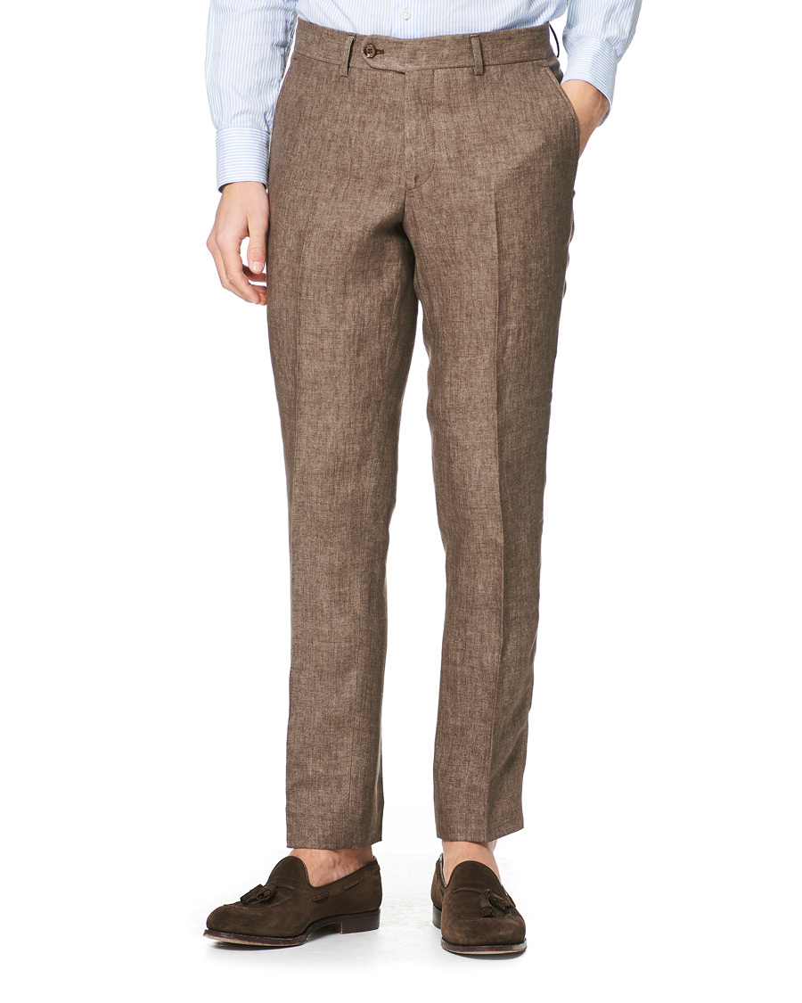 Heren | Broeken | Morris | Rodney Linen Trousers Brown