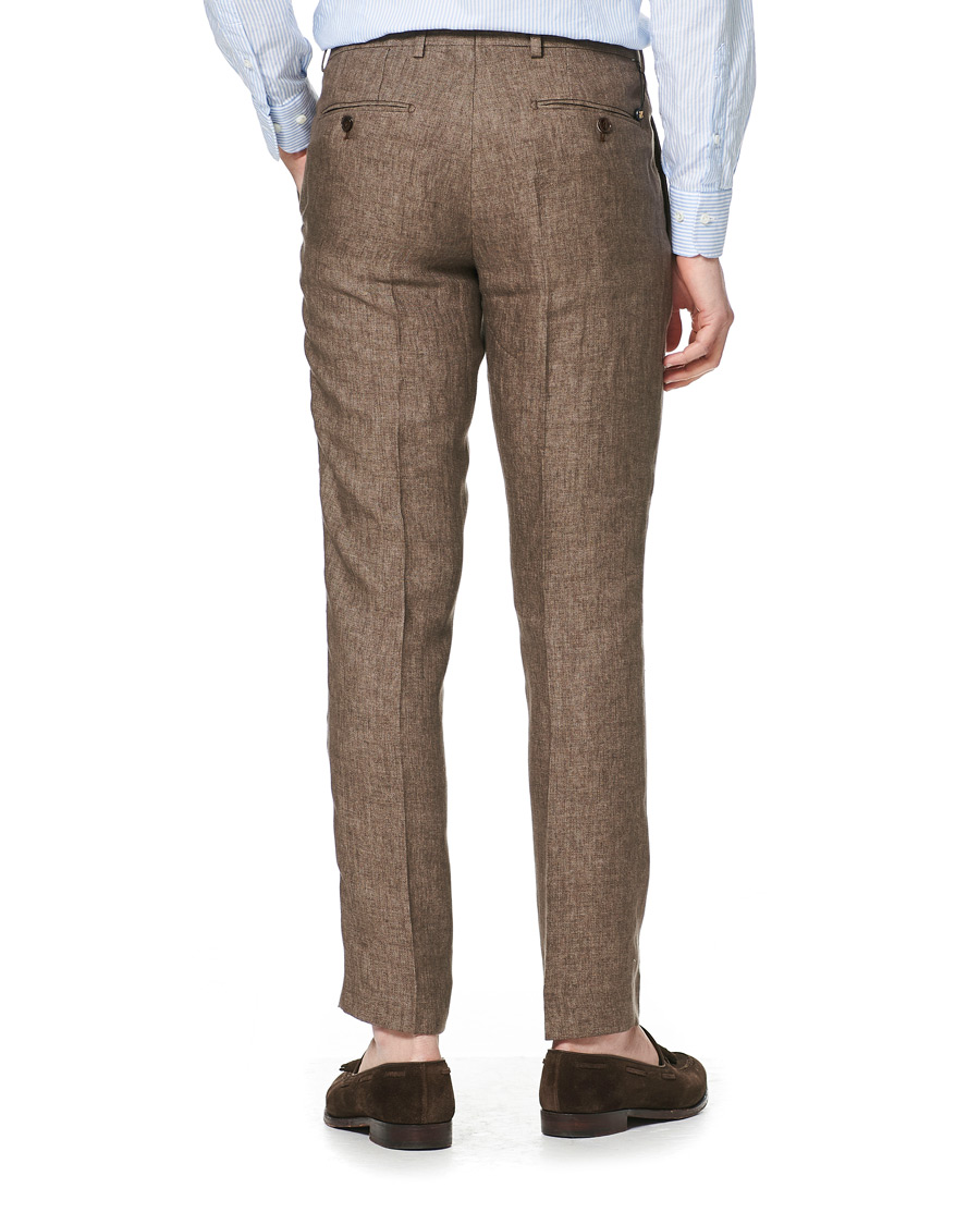 Heren | Broeken | Morris | Rodney Linen Trousers Brown