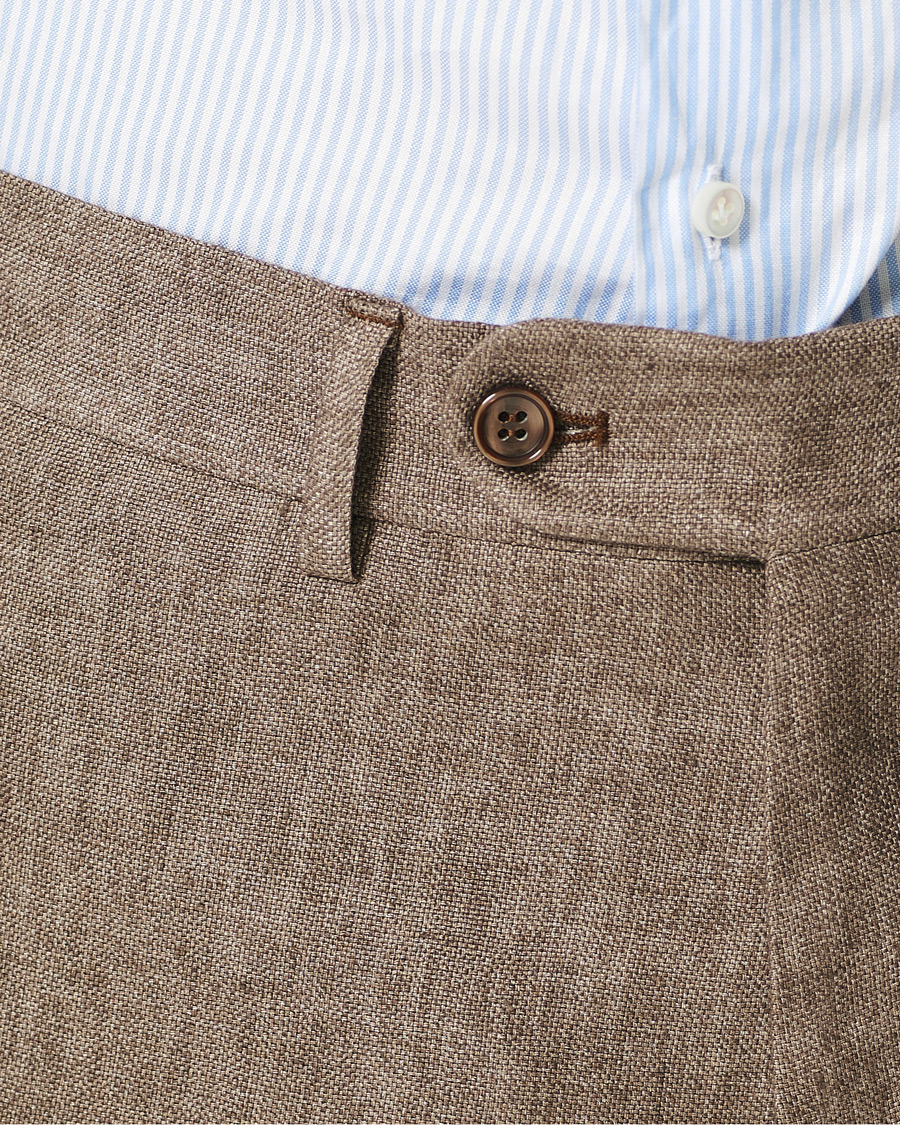 Heren | Broeken | Morris | Rodney Linen Trousers Brown
