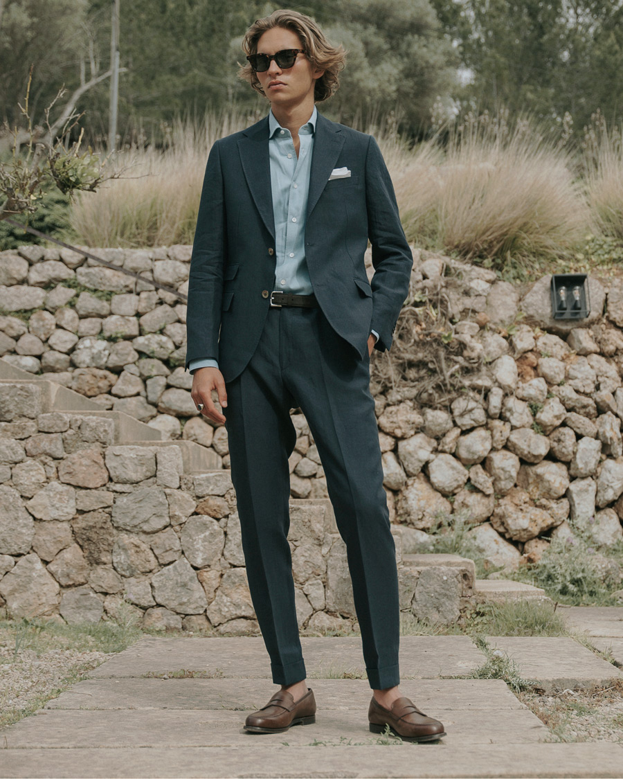 Heren | Blazers | Morris Heritage | Keith Linen Suit Blazer Navy