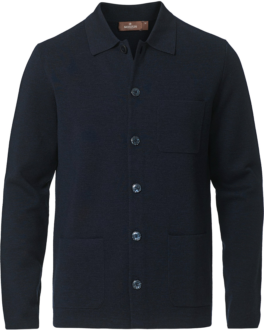 Heren | Truien | Morris Heritage | Knitted Shirt Jacket Navy