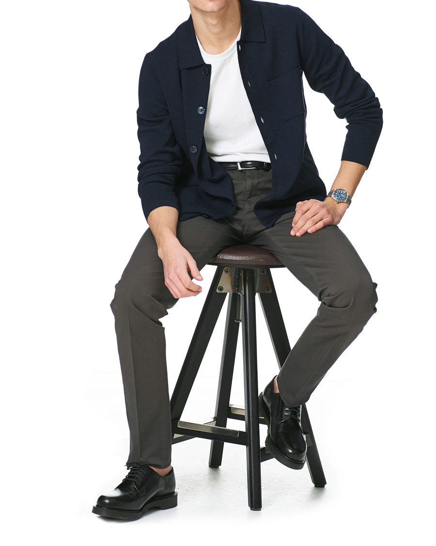 Heren | Truien | Morris Heritage | Knitted Shirt Jacket Navy
