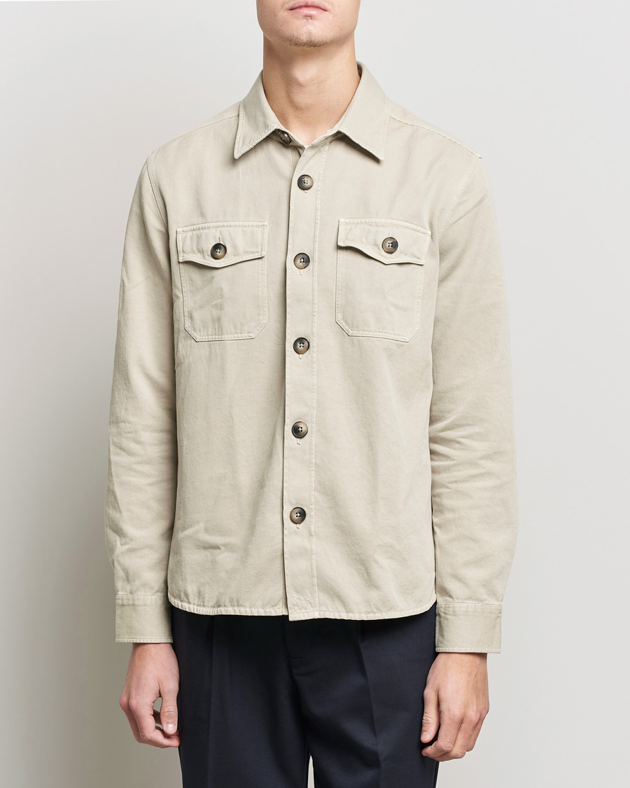 Heren | Overhemden | Morris | Sanford Light Cotton Overshirt Beige