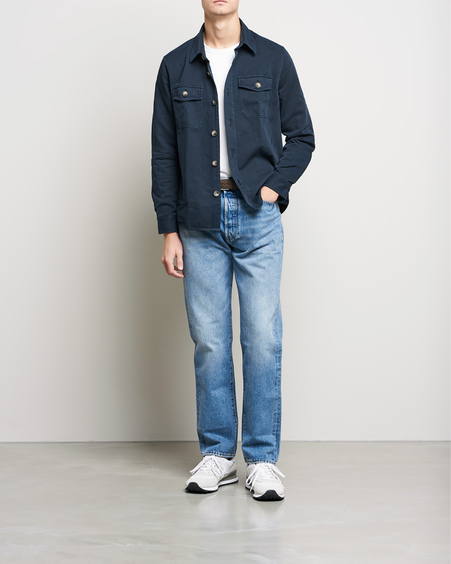 Heren | Overhemden | Morris | Sanford Light Cotton Overshirt Navy