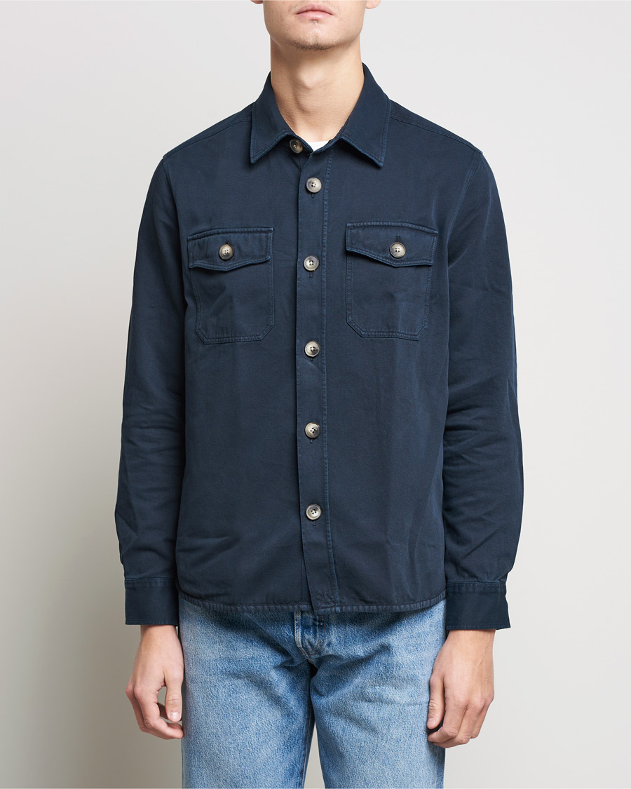 Heren | Overhemden | Morris | Sanford Light Cotton Overshirt Navy
