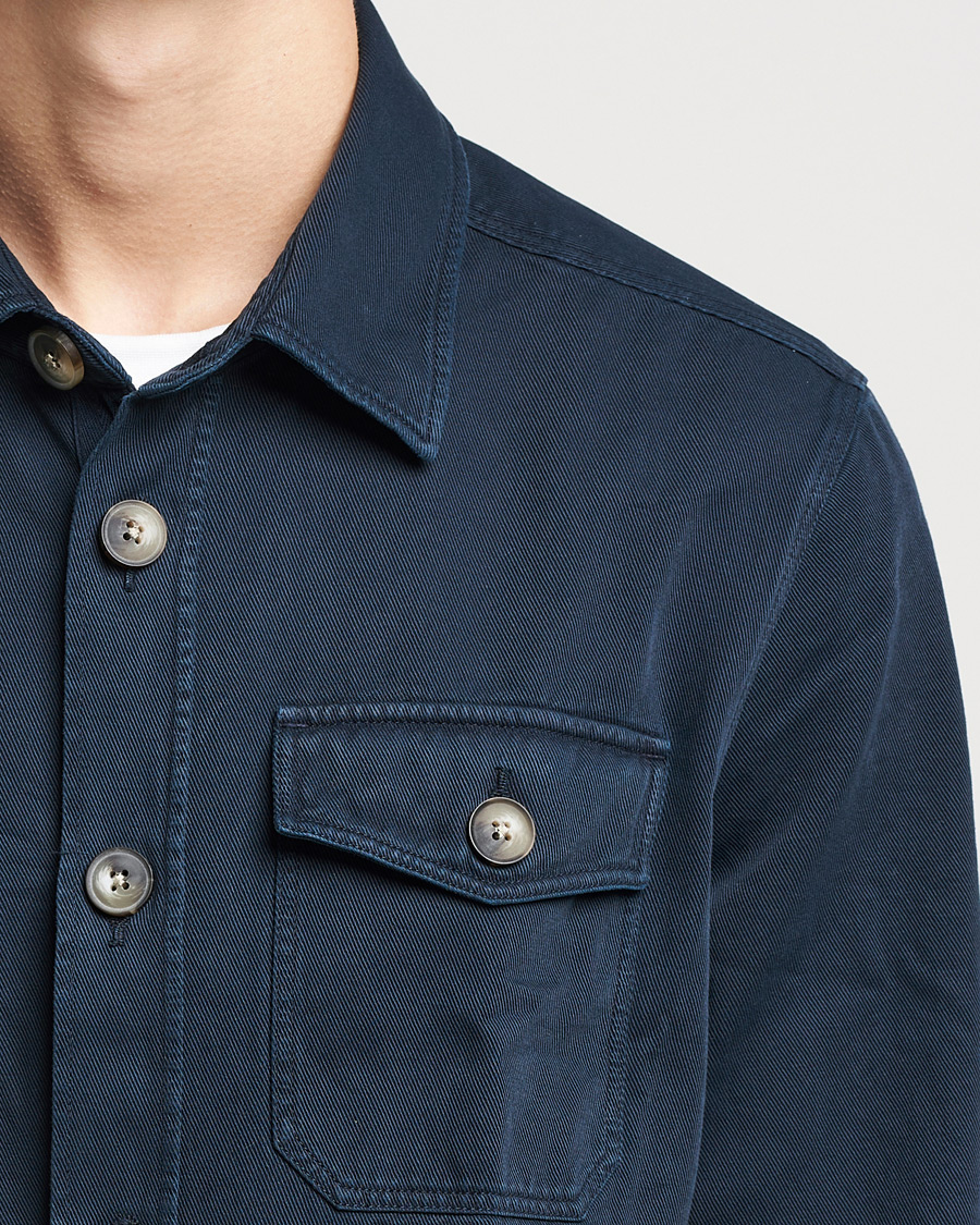 Heren | Overhemden | Morris | Sanford Light Cotton Overshirt Navy