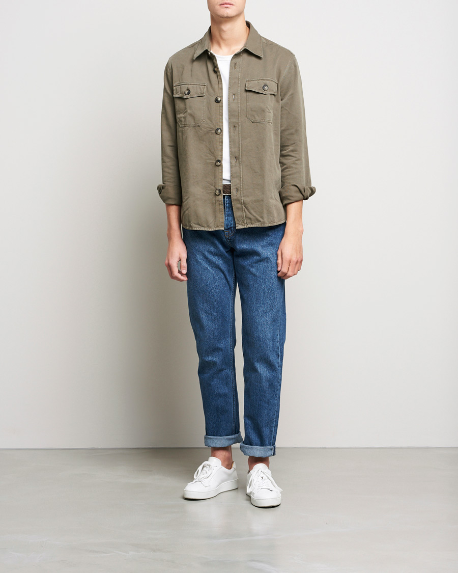 Heren | Overhemden | Morris | Sanford Light Cotton Overshirt Olive