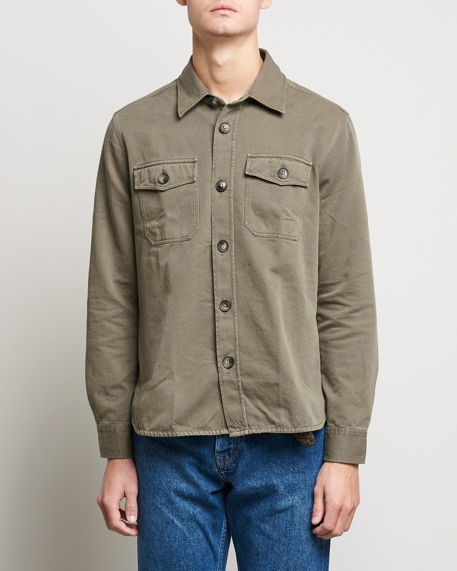 Heren | Overhemden | Morris | Sanford Light Cotton Overshirt Olive