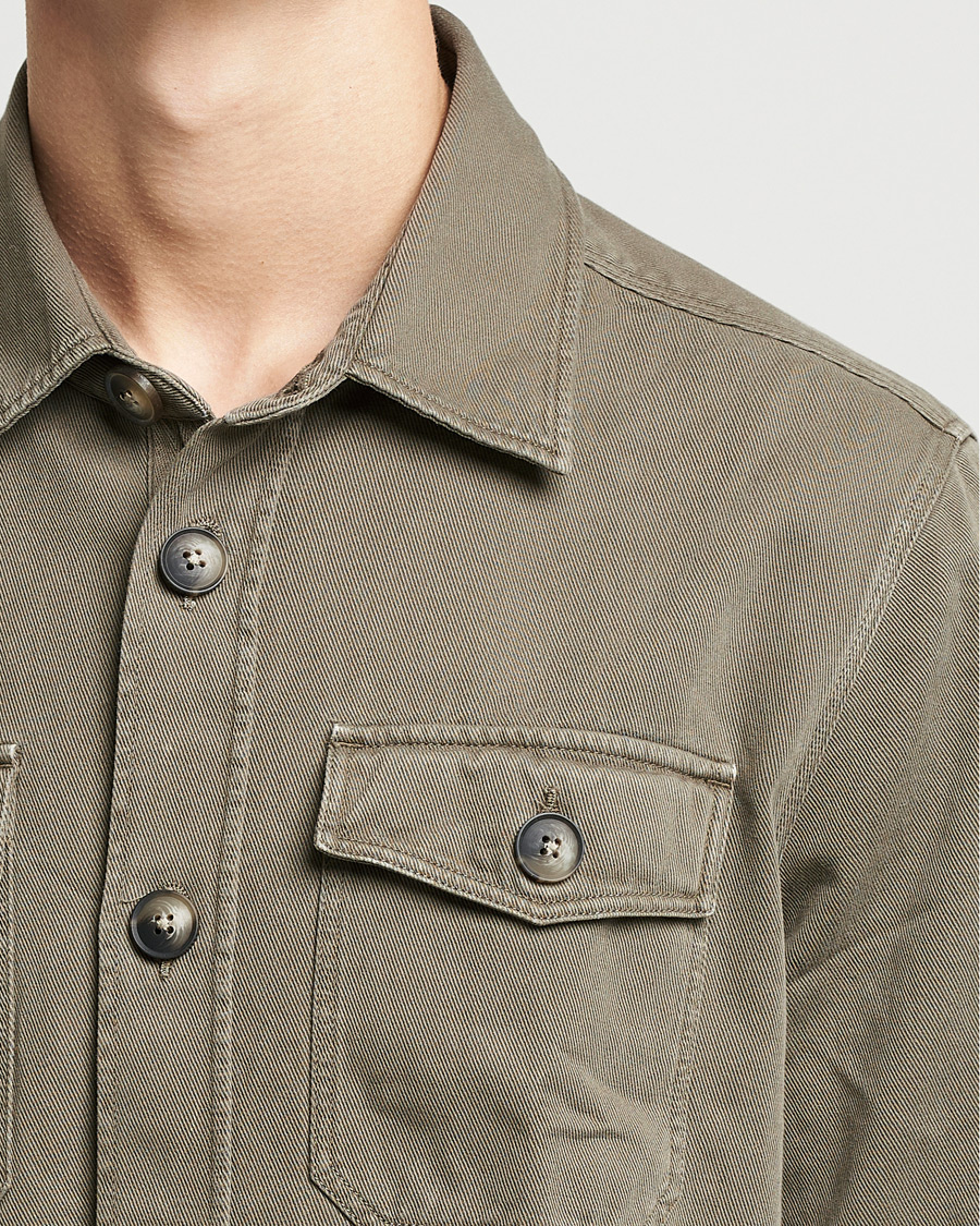 Heren | Overhemden | Morris | Sanford Light Cotton Overshirt Olive
