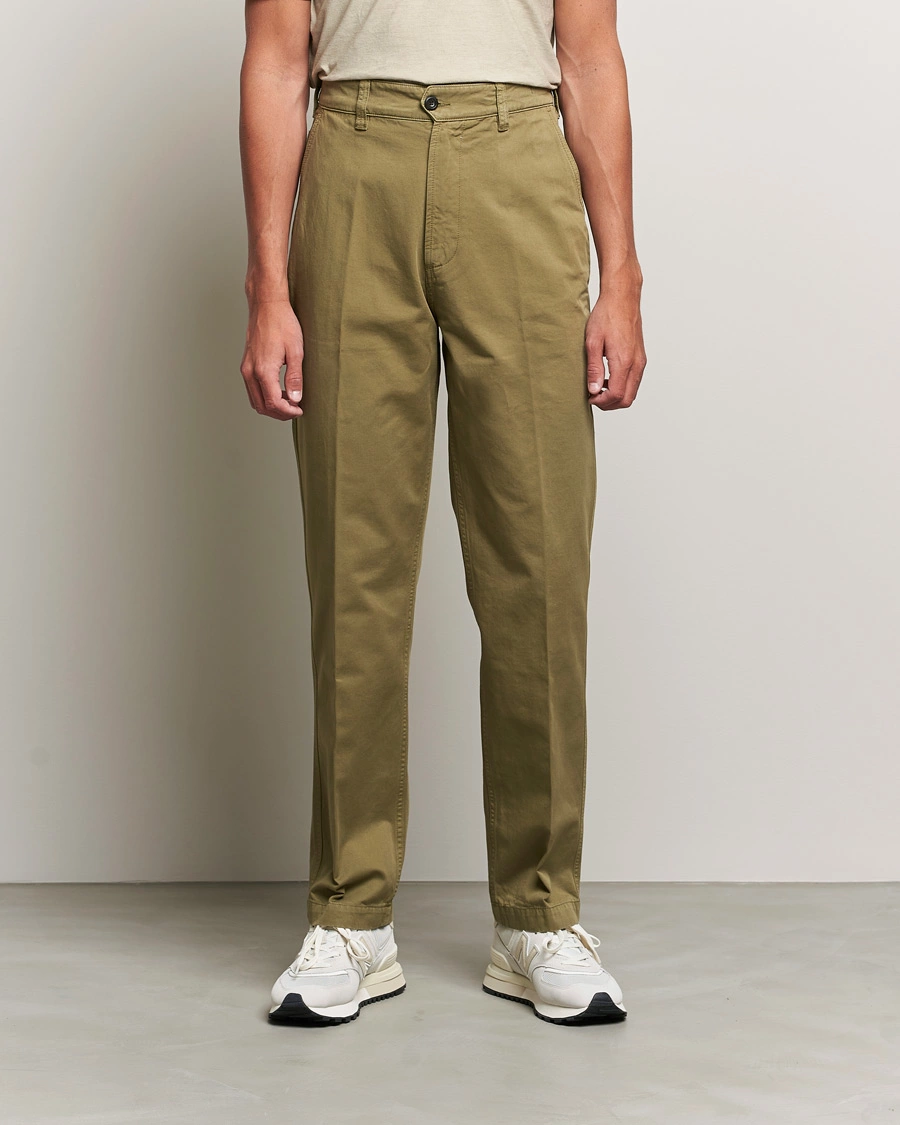 Heren |  | Drake\'s | Flat Front Cotton Chino Olive